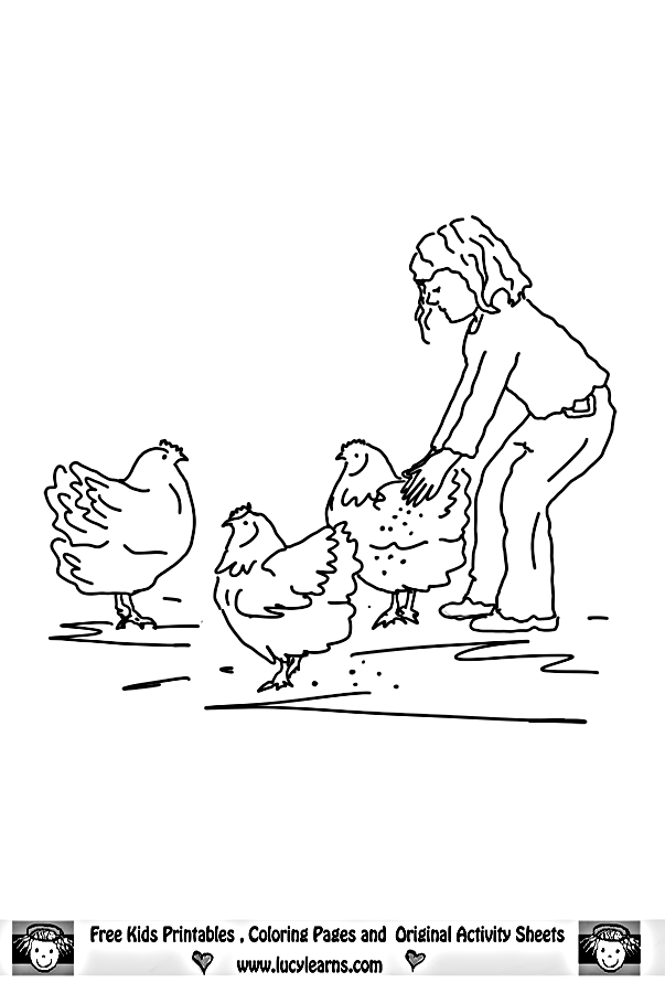 Chicken Coloring Pages,Lucy Learns Free Chicken Coloring Page