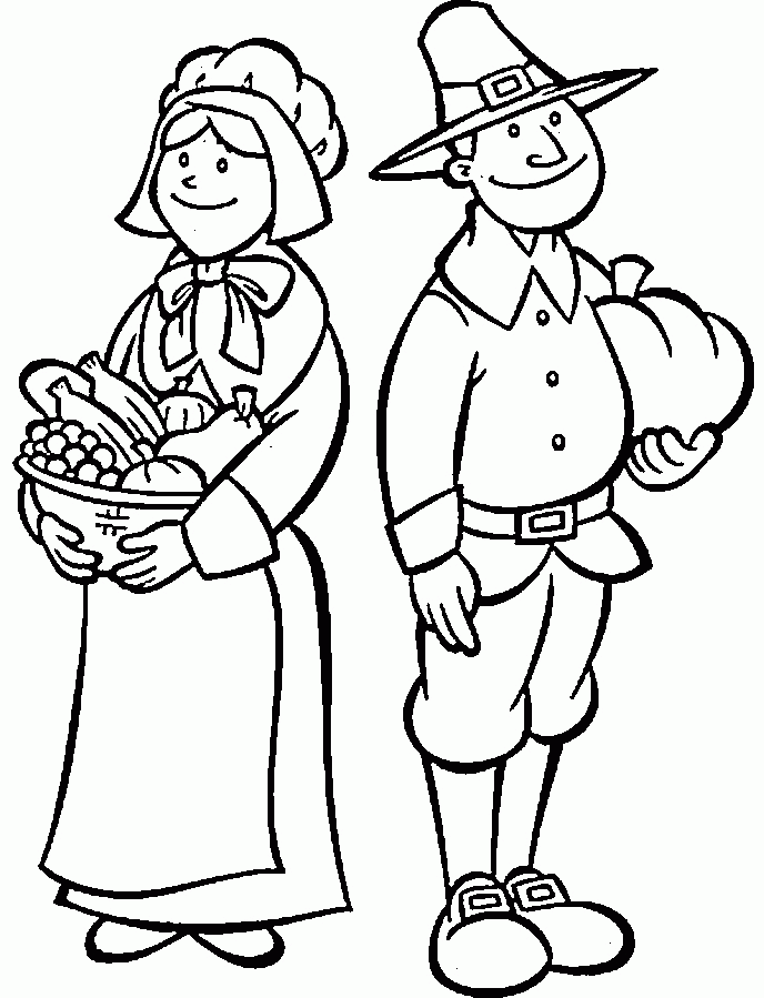 Thanksgiving Pilgrim Coloring Page | Coloring pages