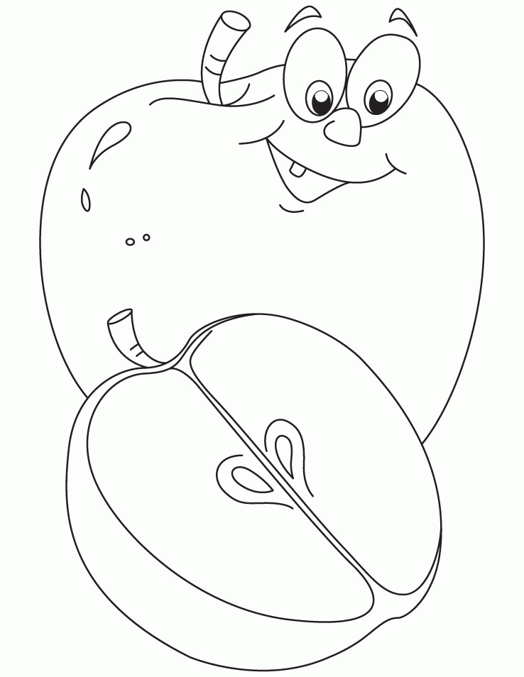 Apple and a half of apple coloring pages | Download Free Apple