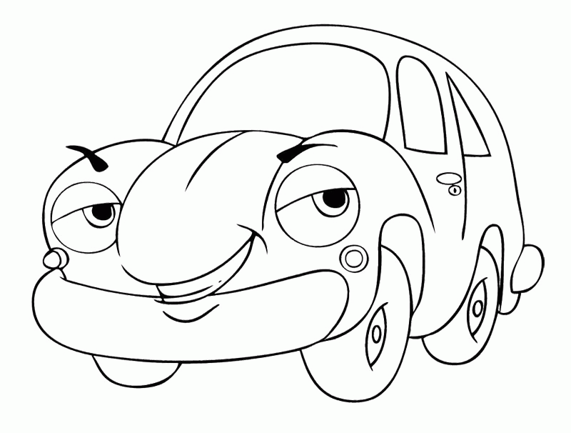 Cartoon Car Coloring Pages : Cartoon Car Smile Coloring Page Kids