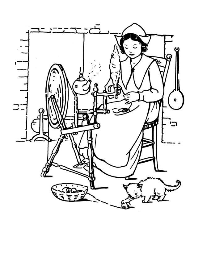 coloring pages - Pilgrim Girl Thanksgiving Coloring