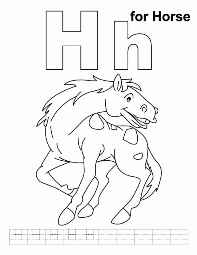 Horse Coloring Page Letter H Printable Coloring Sheet
