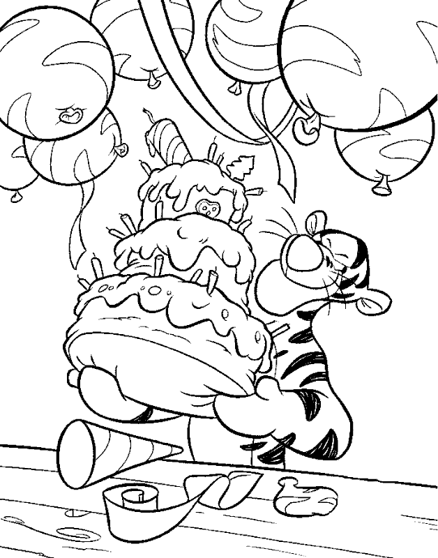 pooh bear coloring pages birthday party