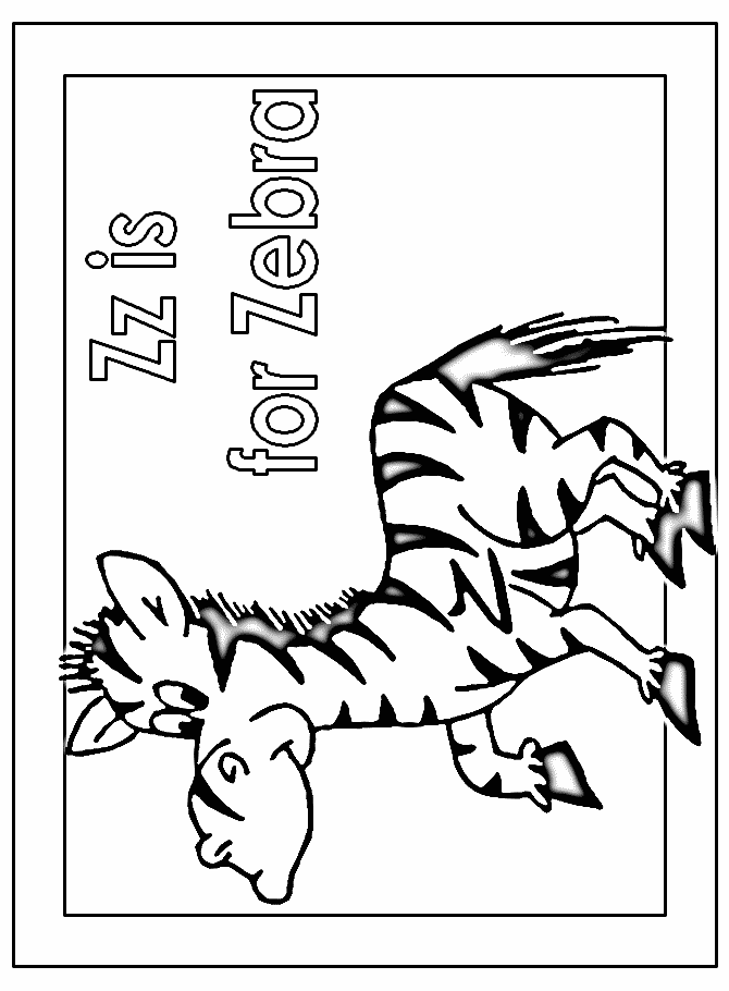 Coloring  Activity Pages: Zz is for Zebra Coloring Page