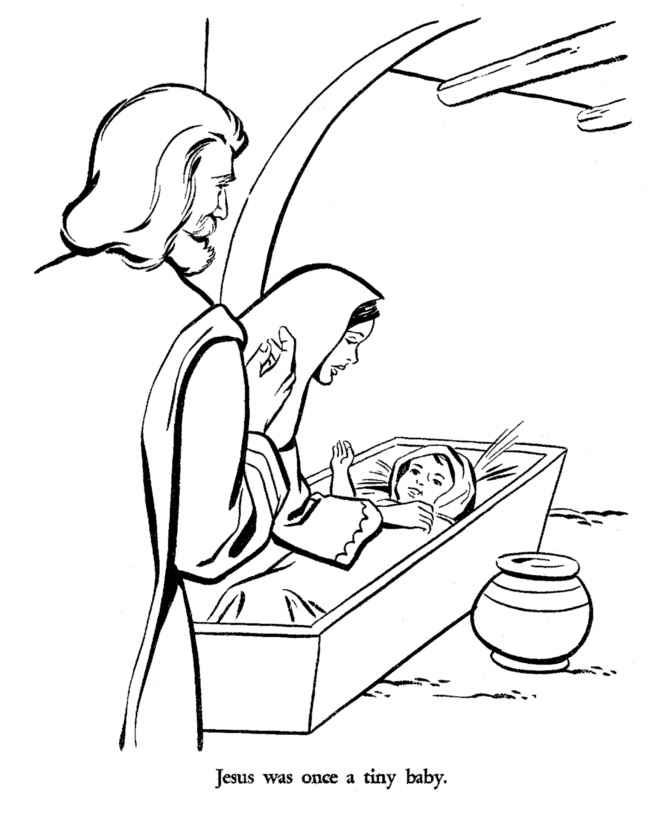 The Christmas Story Coloring Pages Jesus Mary And Joseph