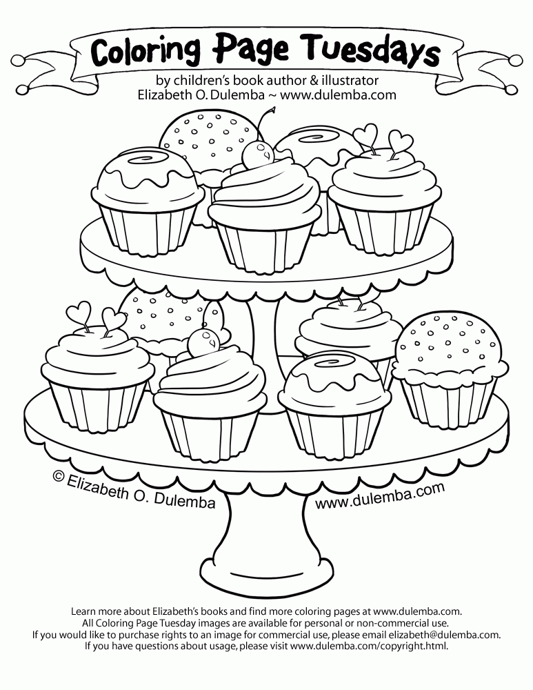  Coloring Page Tuesday - Tier of Cupcakes!
