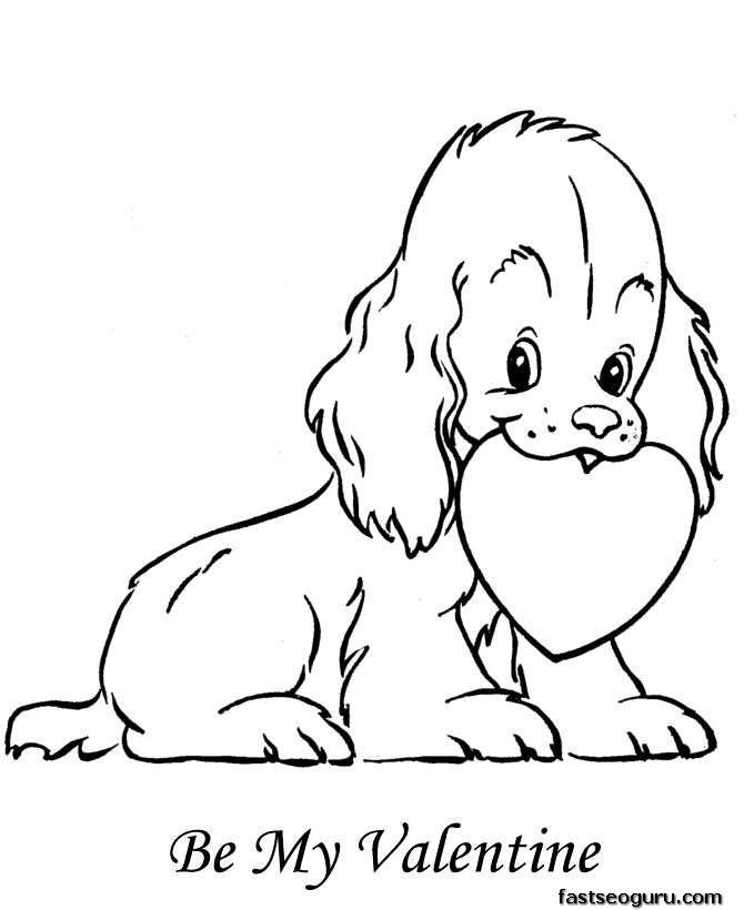dog with heart coloring pages printable for kids