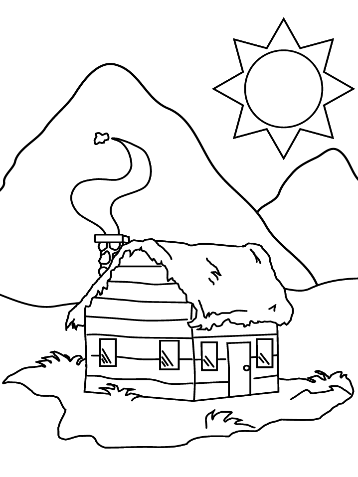 cabin Colouring Pages