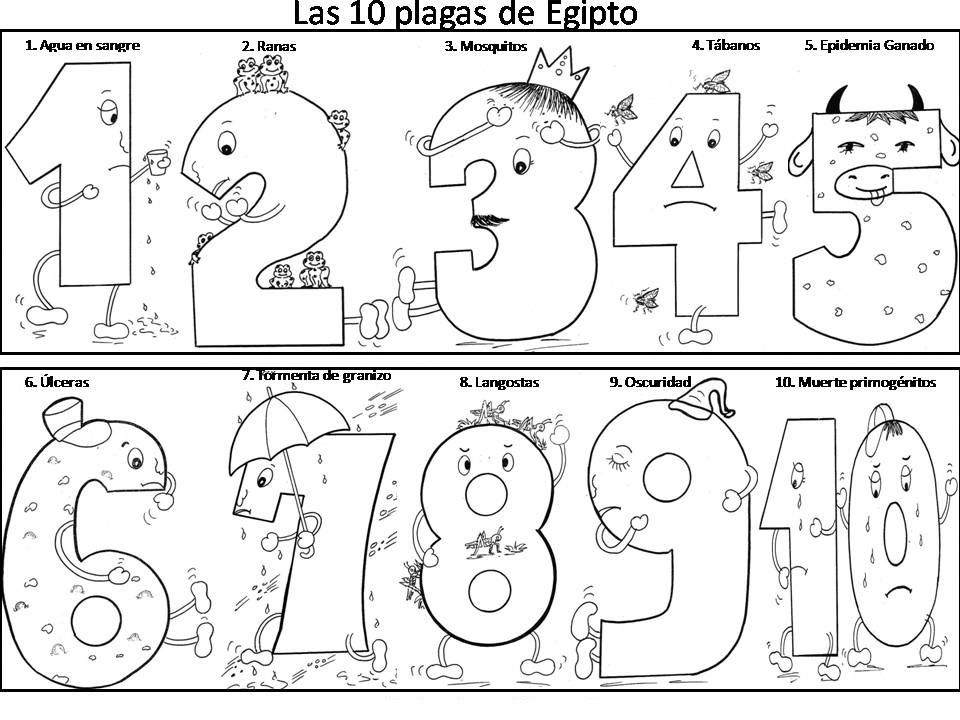 Las 10 plagas de Egipto para colorear