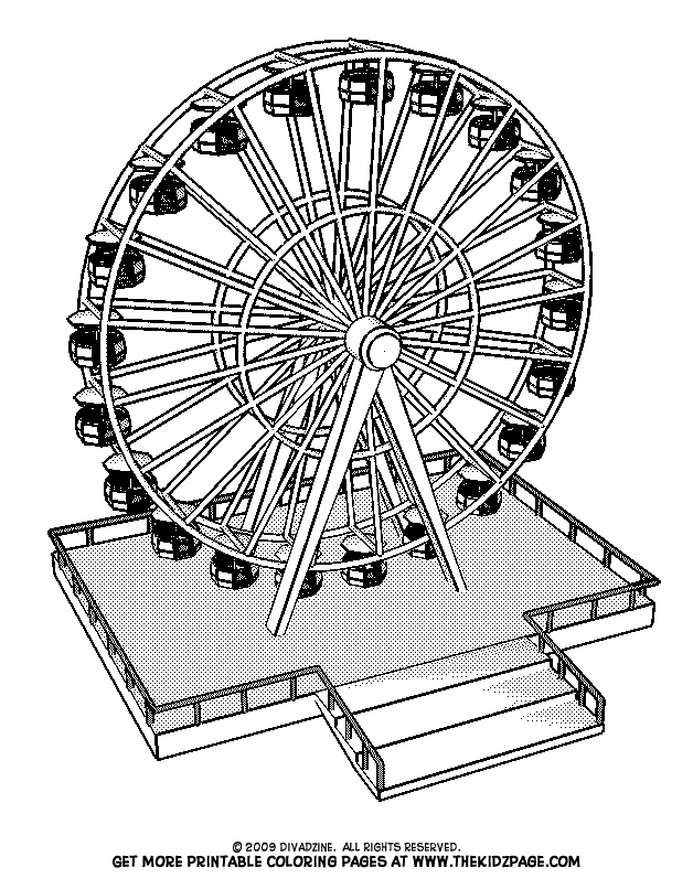 Ferris Wheel - Free| Coloring Pages for Kids - Printable Colouring