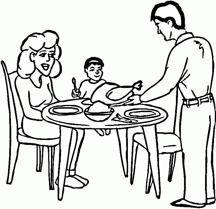 Family Dinner Coloring Online | Super Coloring