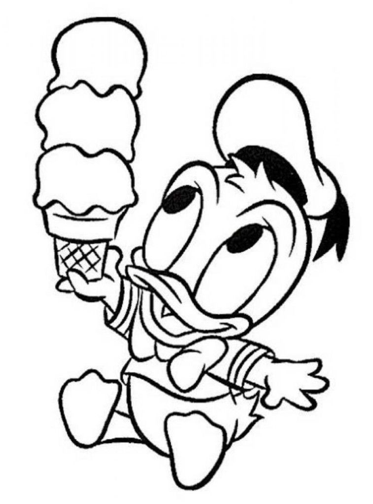 Print Baby Donald Duck Ice Cream Disney Coloring Pages 