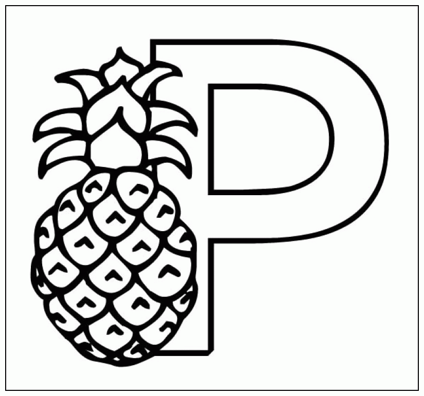 P Is For Pineapple Coloring Pages 