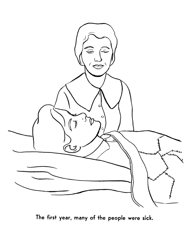 Pilgrims First Thanksgiving Coloring Page - Pilgrims lost many