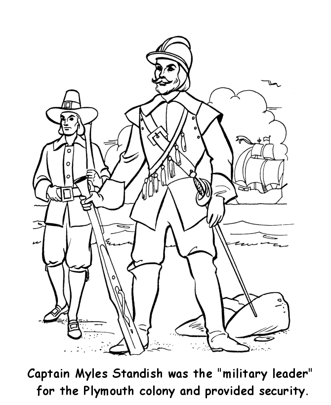 coloring pages - Pilgrim Leader Myles Standish