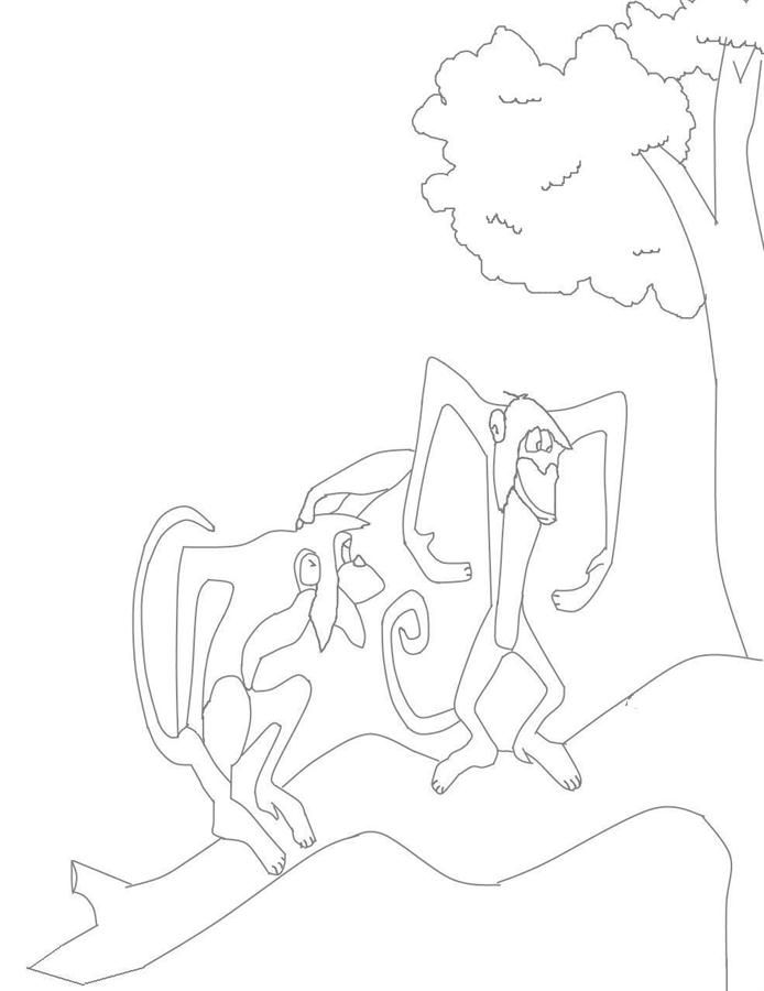 Monkeys coloring printable page for kids: Monkeys coloring