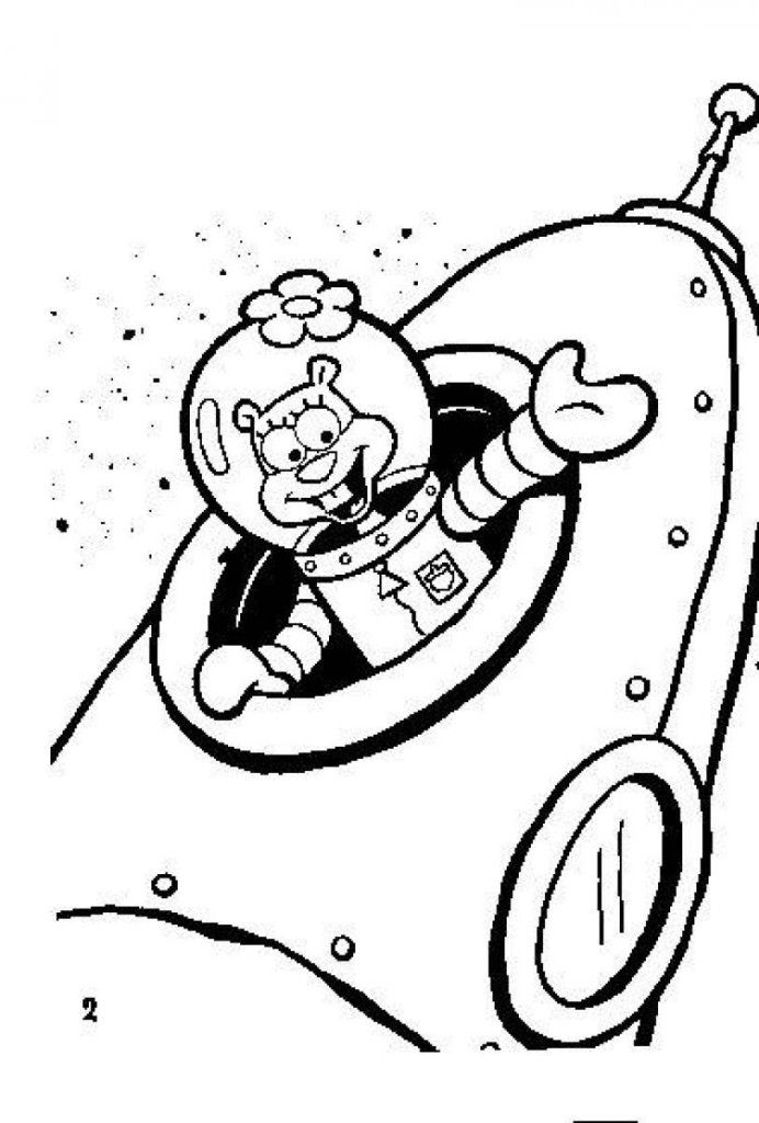 Educational Sandy Astronaut Spongebob Squarepants Coloring Page