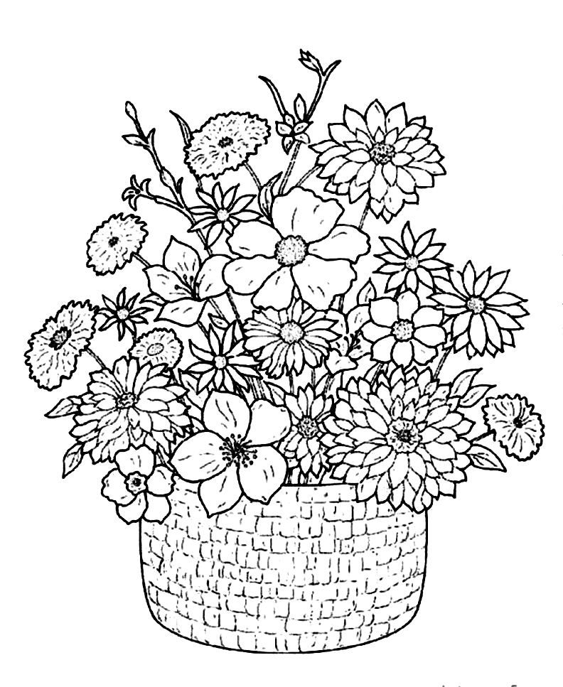 Free Flower Bouquet Coloring Pages Download Free Flower Bouquet