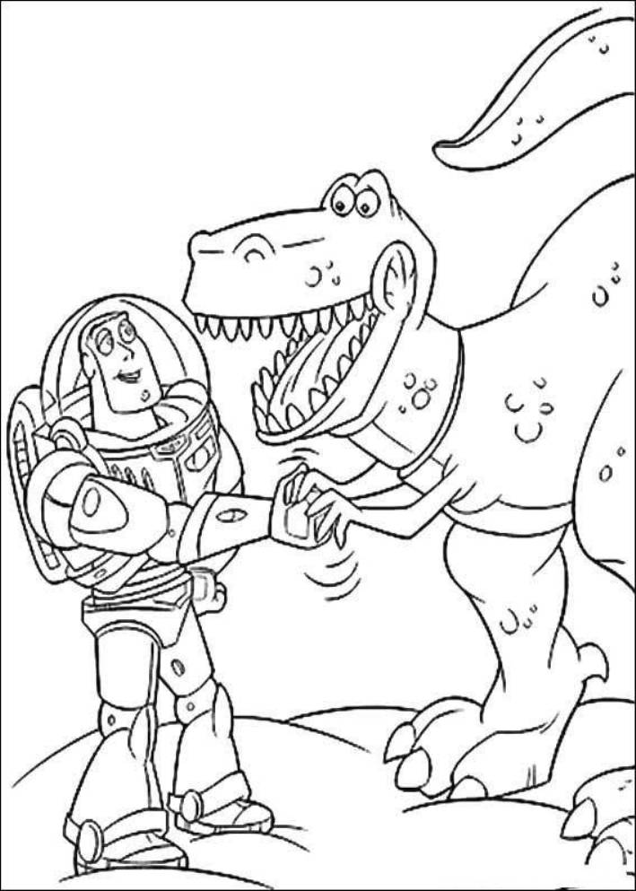 Print Buzz Lightyear With Rex Toy Story Coloring Pages or Download