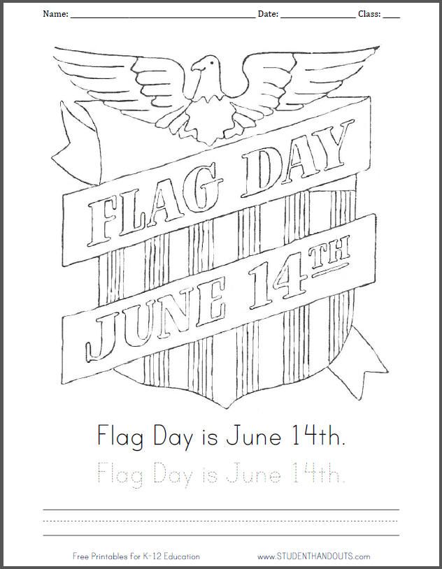 Free Printable Flag Day, June 14th Coloring Sheet | Student Handouts