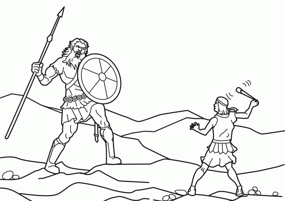 David And Goliath Fighting Printable Coloring Pages Extra