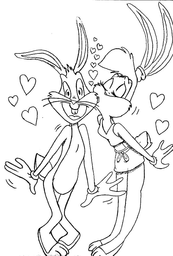 Lola Bunny Kiss Bugs Bunny Coloring Pages - Download  Print