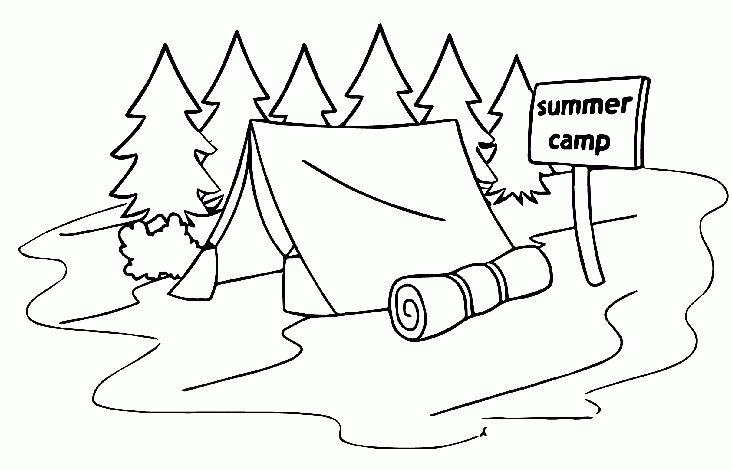 Summer Camp Tent Sleeping Bag Coloring Page