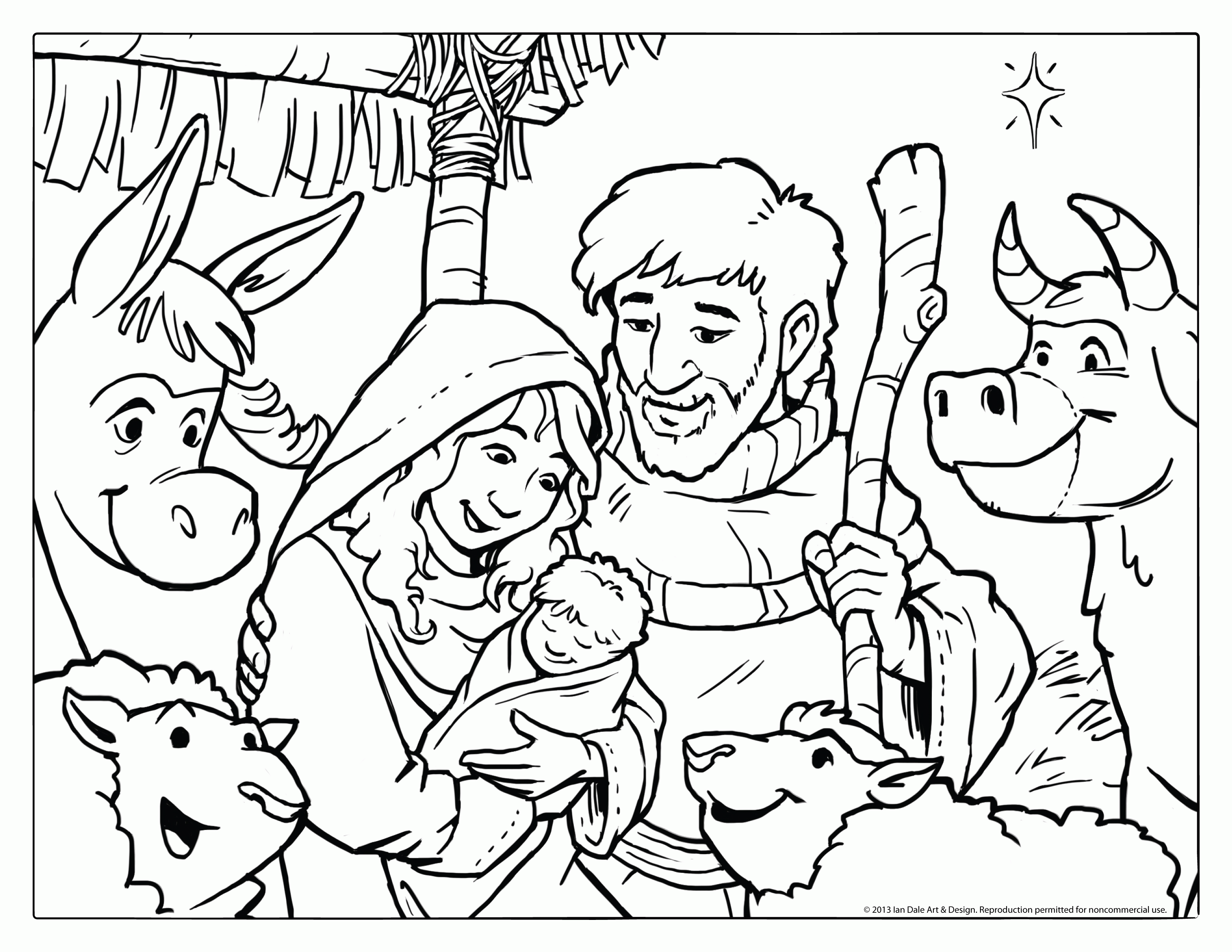 coloring page christmas manger - Clip Art Library