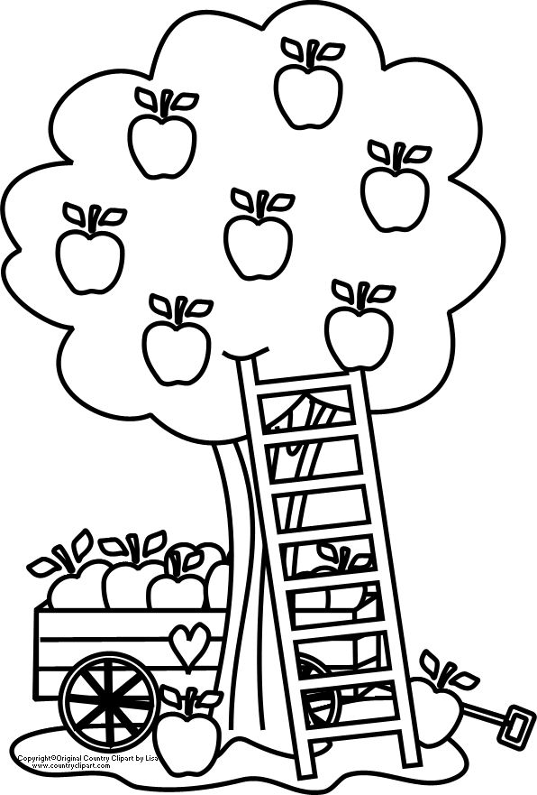 carriage under an apple tree coloring page | kids play color Fall
