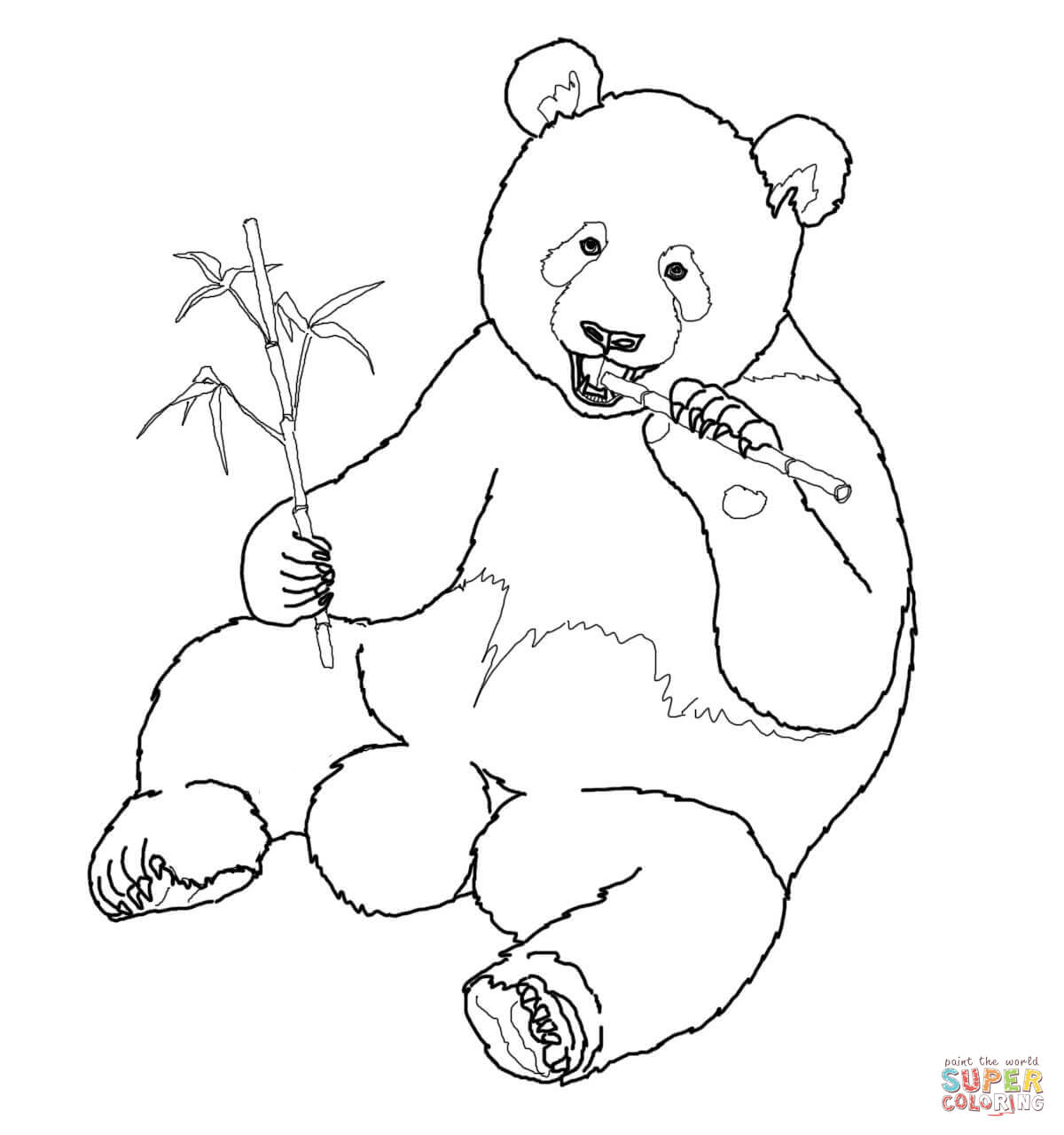 Giant Panda Eats Bamboo coloring page | Free Printable Coloring Pages