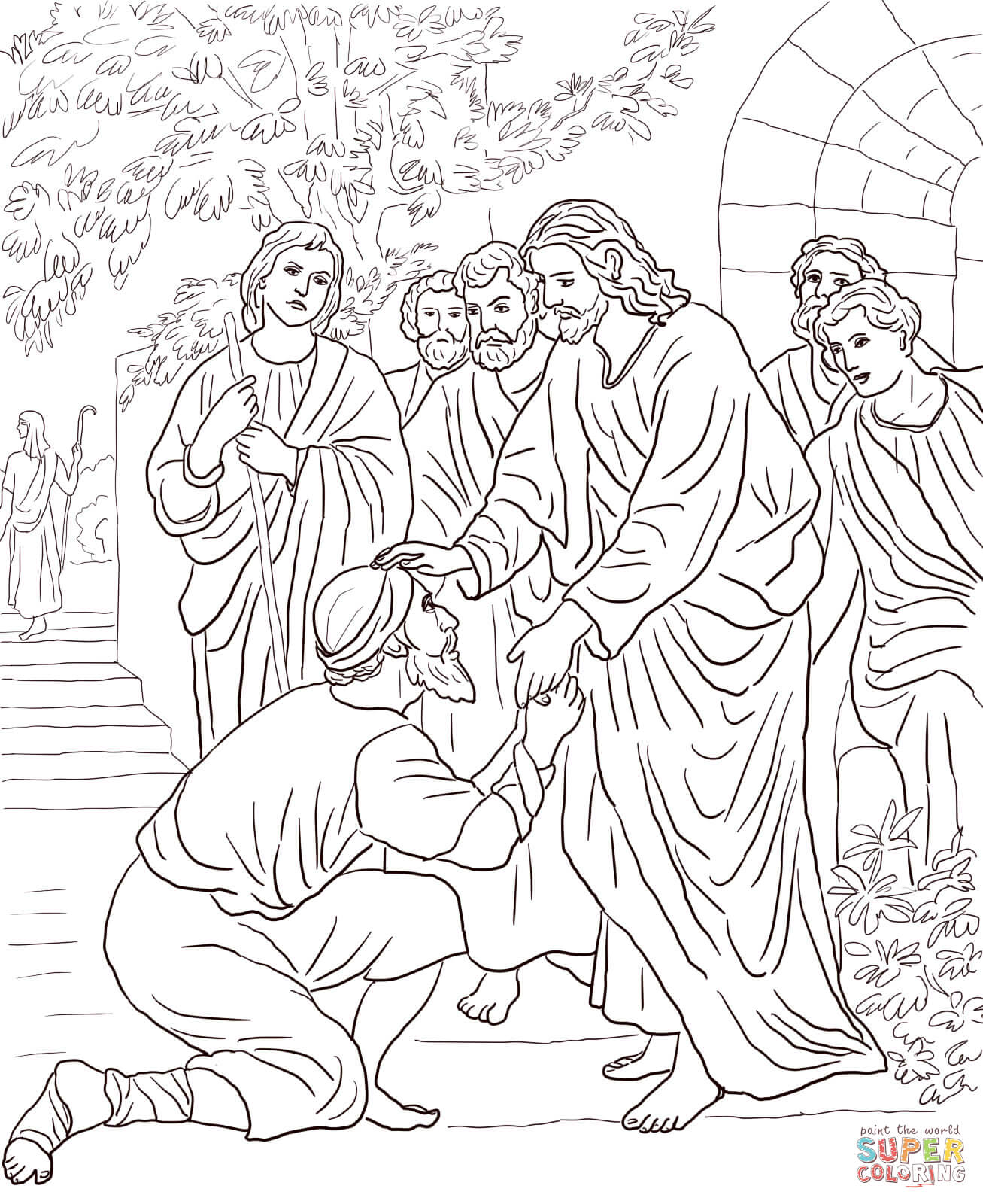 Jesus Heals the Leper coloring page | Free Printable Coloring Pages