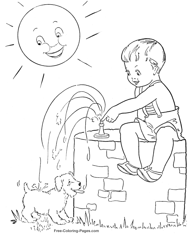 Summer Coloring Sheets - A drink for puppy