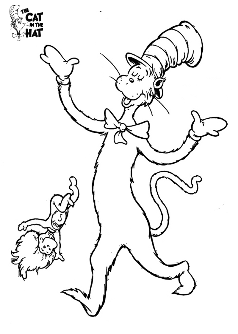 printable cat in the hat coloring sheet Clip Art Library