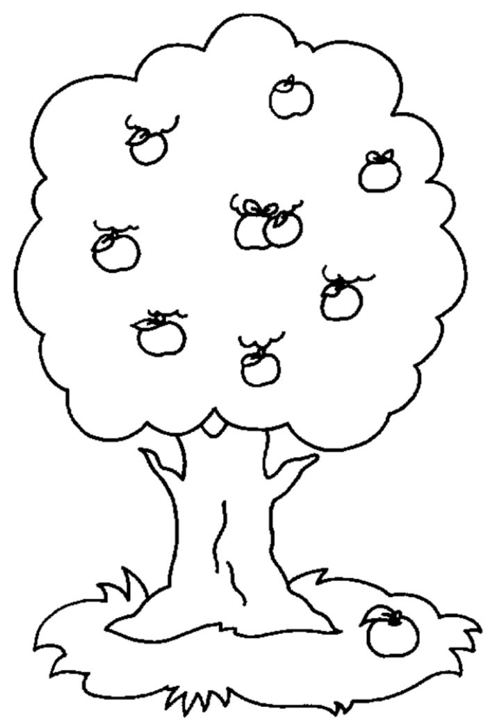 Apples in the tree coloring page