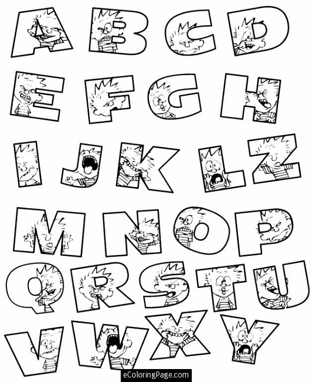 Calvin and hobbs alphabet abcs| Coloring Pages for Kids printable