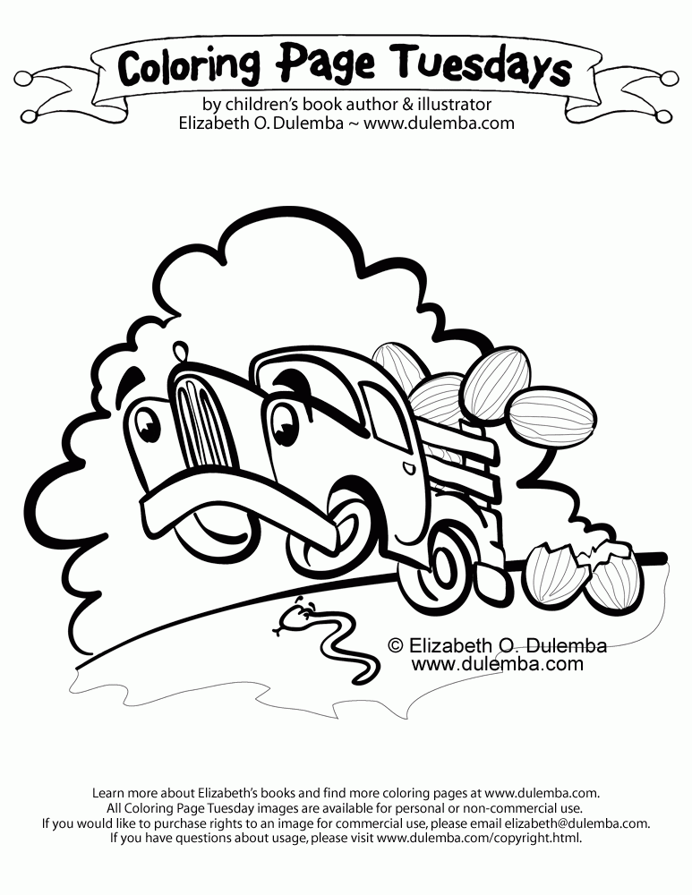  Coloring Page Tuesday - Scared Watermelon Truck