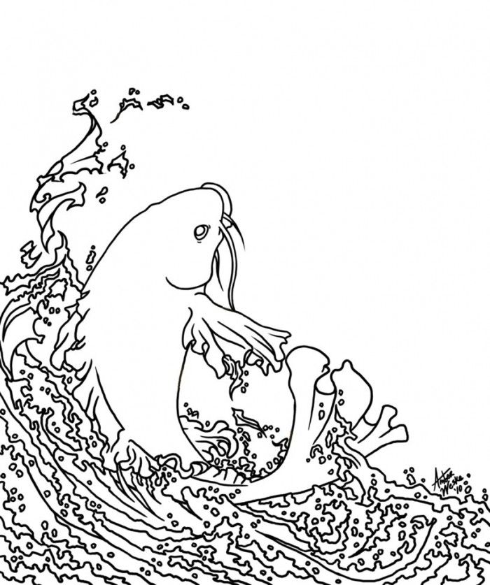 Koi Fish Coloring Page 