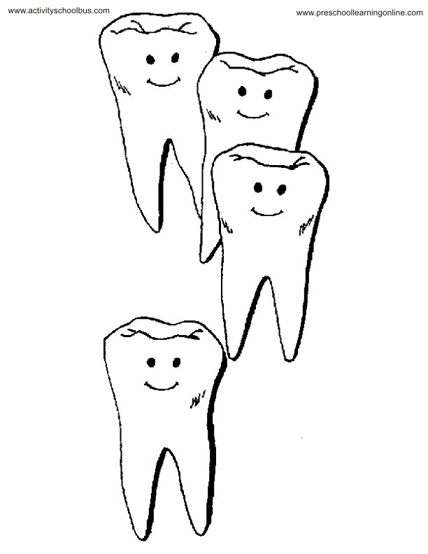 Dental| Coloring Pages for Kids  Teeth Printables - Preschool