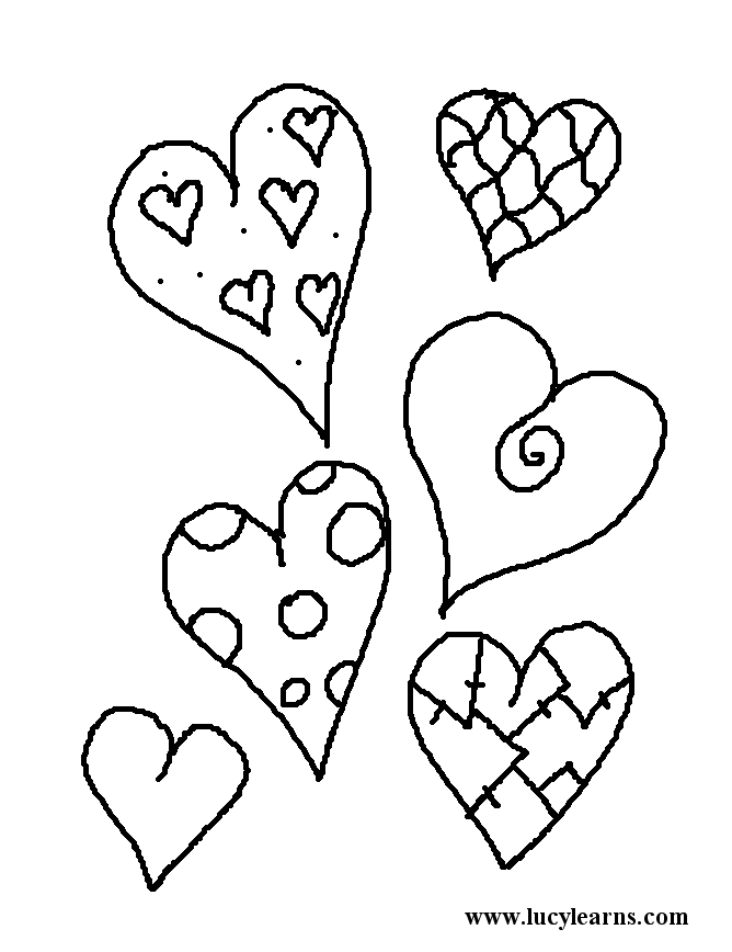 Coloring pictures of hearts, Valentines day