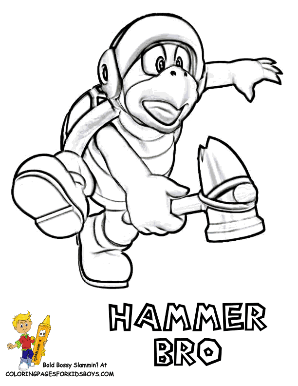 Mario bros and hammer Colouring Pages