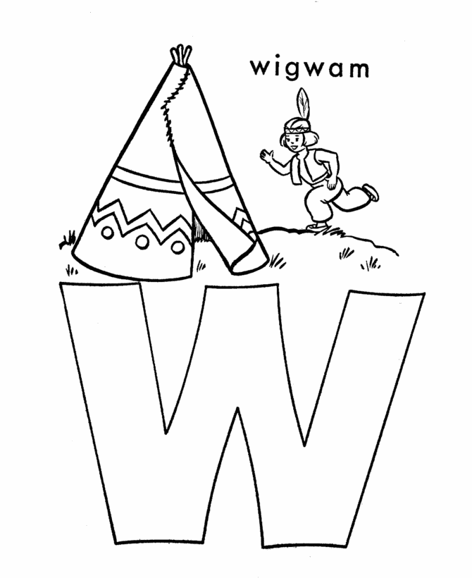 Alphabet Coloring Page W Clip Art Library