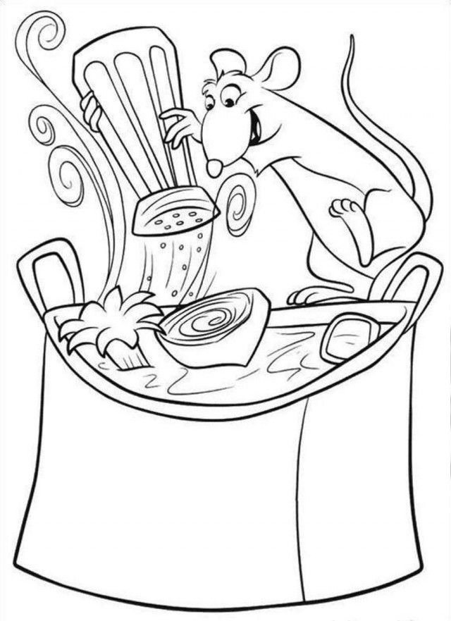 Ratatouille Cooking Mouse Coloring Page  Cooking