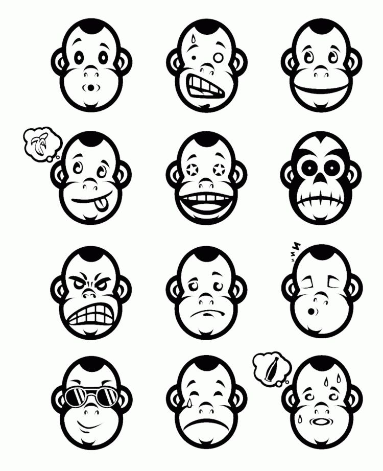 Types Face Monkey Coloring Pages - Animal Coloring Coloring Pages