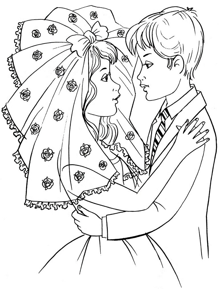 bride and bride groom Colouring Pages