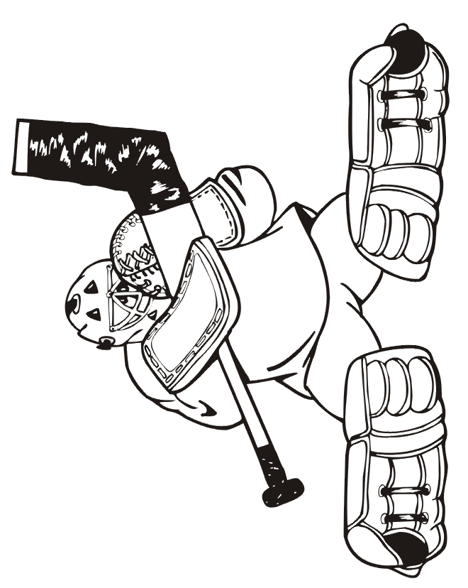 Hockey Coloring Page | Goalie With Legs Flaired Out