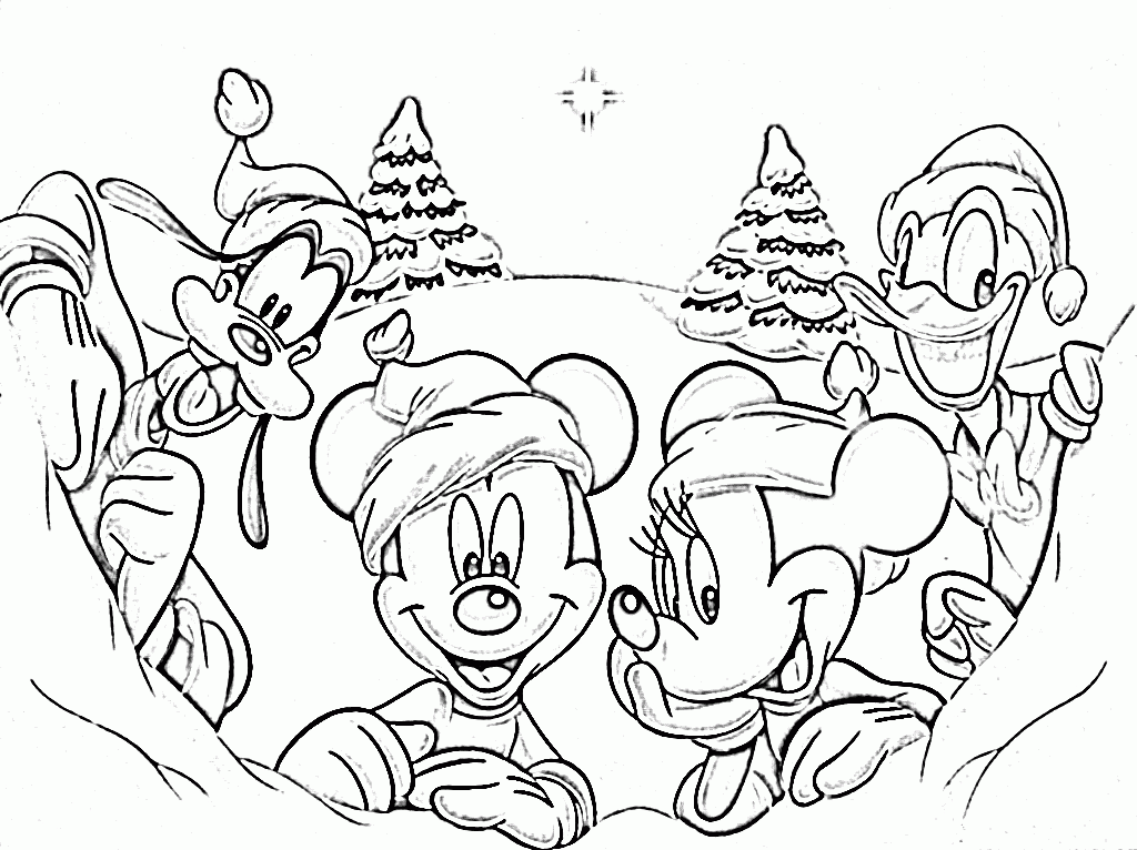 Disney Christmas tree coloring pages