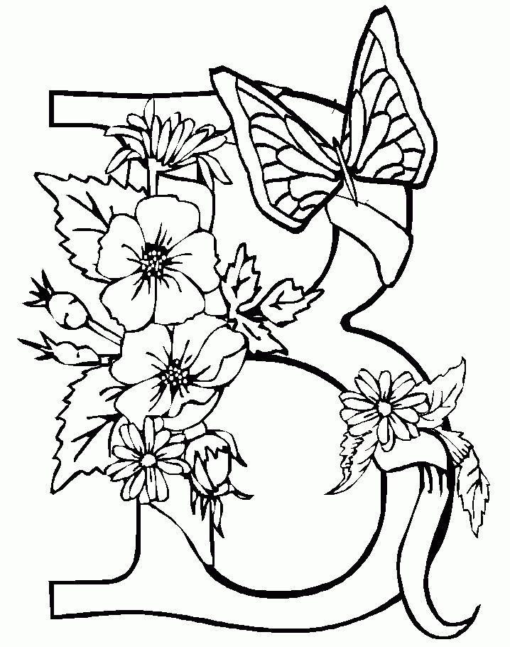 Activity Coloring Pages : Letter B Butterfly Shaped Coloring Pages