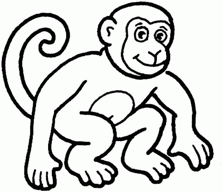 Monkey Coloring Page Printable | Animal Coloring Pages | Kids