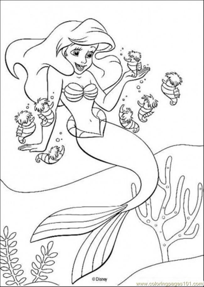 Coloring Pages Ariel And Seahorses (Cartoons  The Little Mermaid