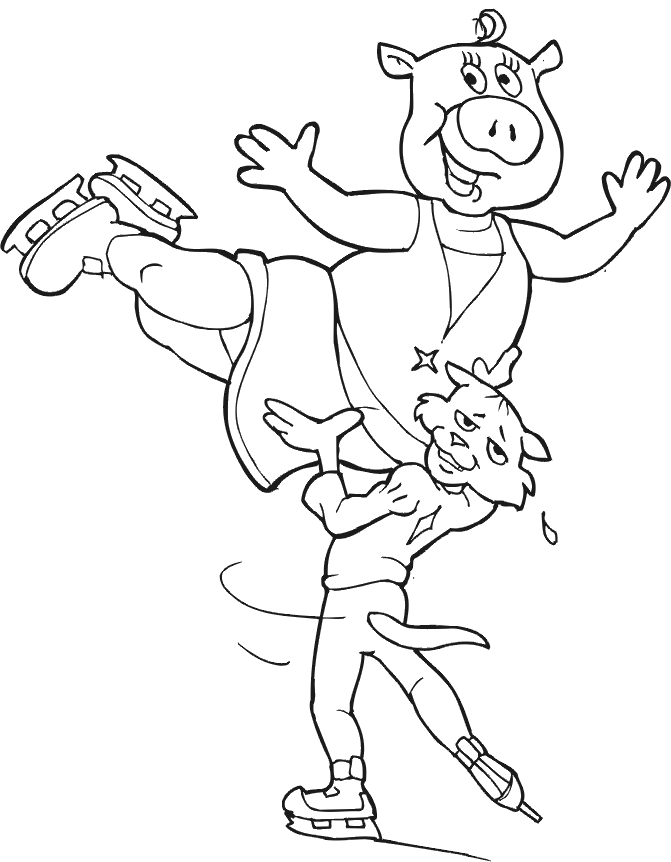 Funny Ice Skating Winter Coloring Pages - Ice Skating Coloring